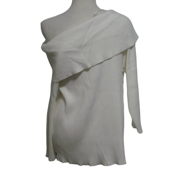 TOMMY HILFIGER Sweater Women's Size XXL White Ribbed Off-the-Shoulder Ivy NWT - Picture 3 of 11